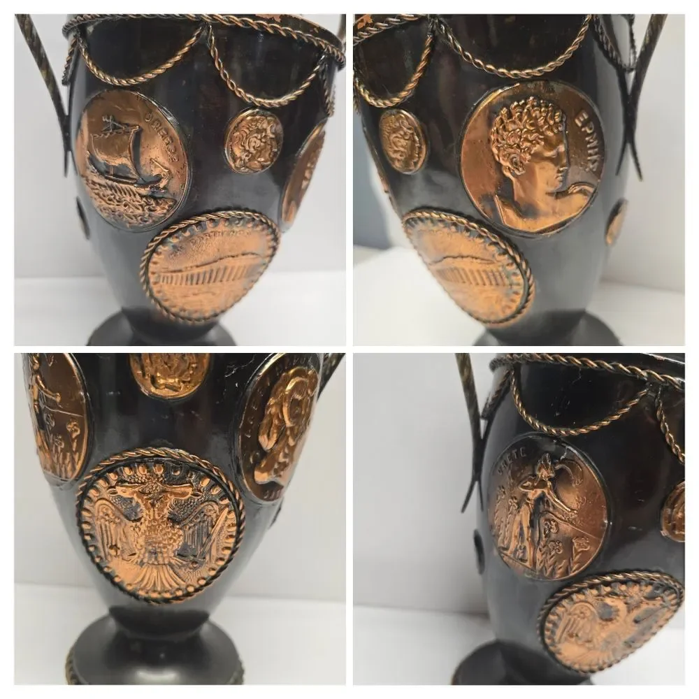 Vintage Large Metal Greek Vase In Antique Style